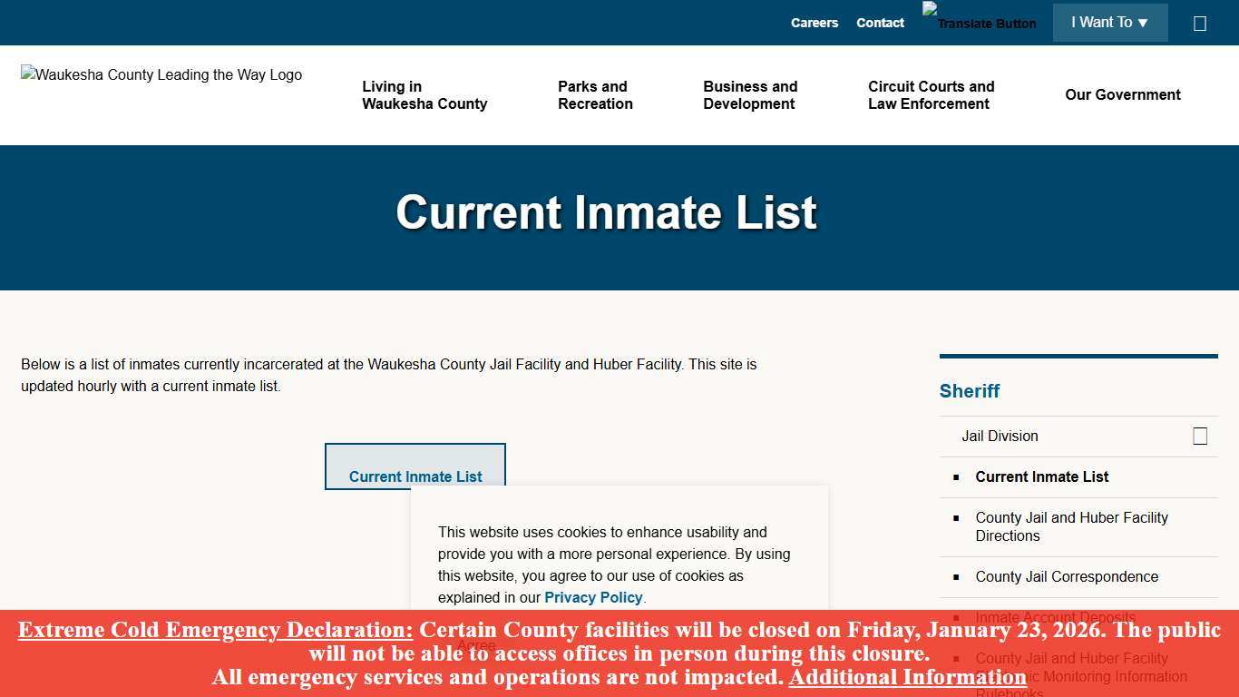 Current Inmate List Waukesha County